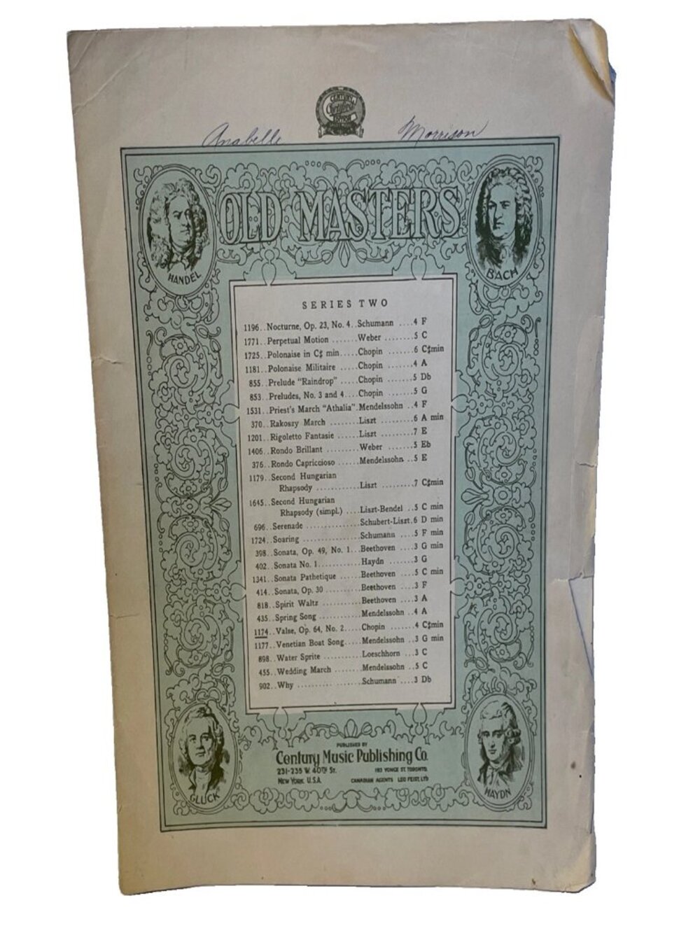 1916 Chopin Valse Op 64 No 2 Sheet Music C# Minor Century Music Old Masters 1174
